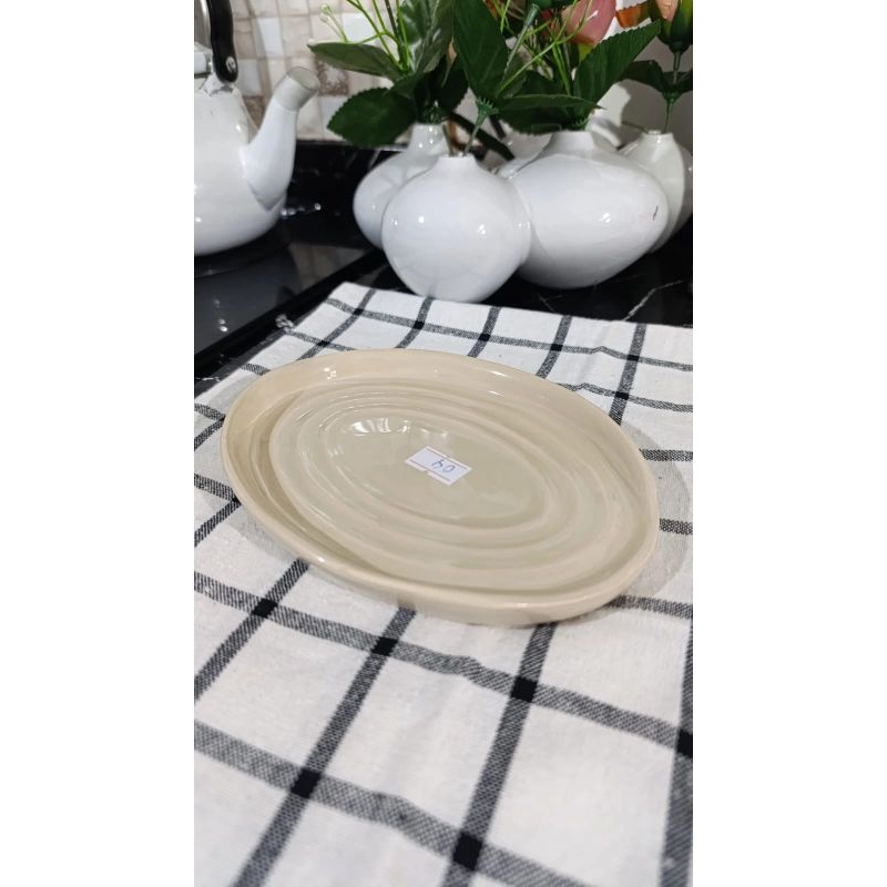 Descanso para talher oval cerâmica inspiração lê creuset areia