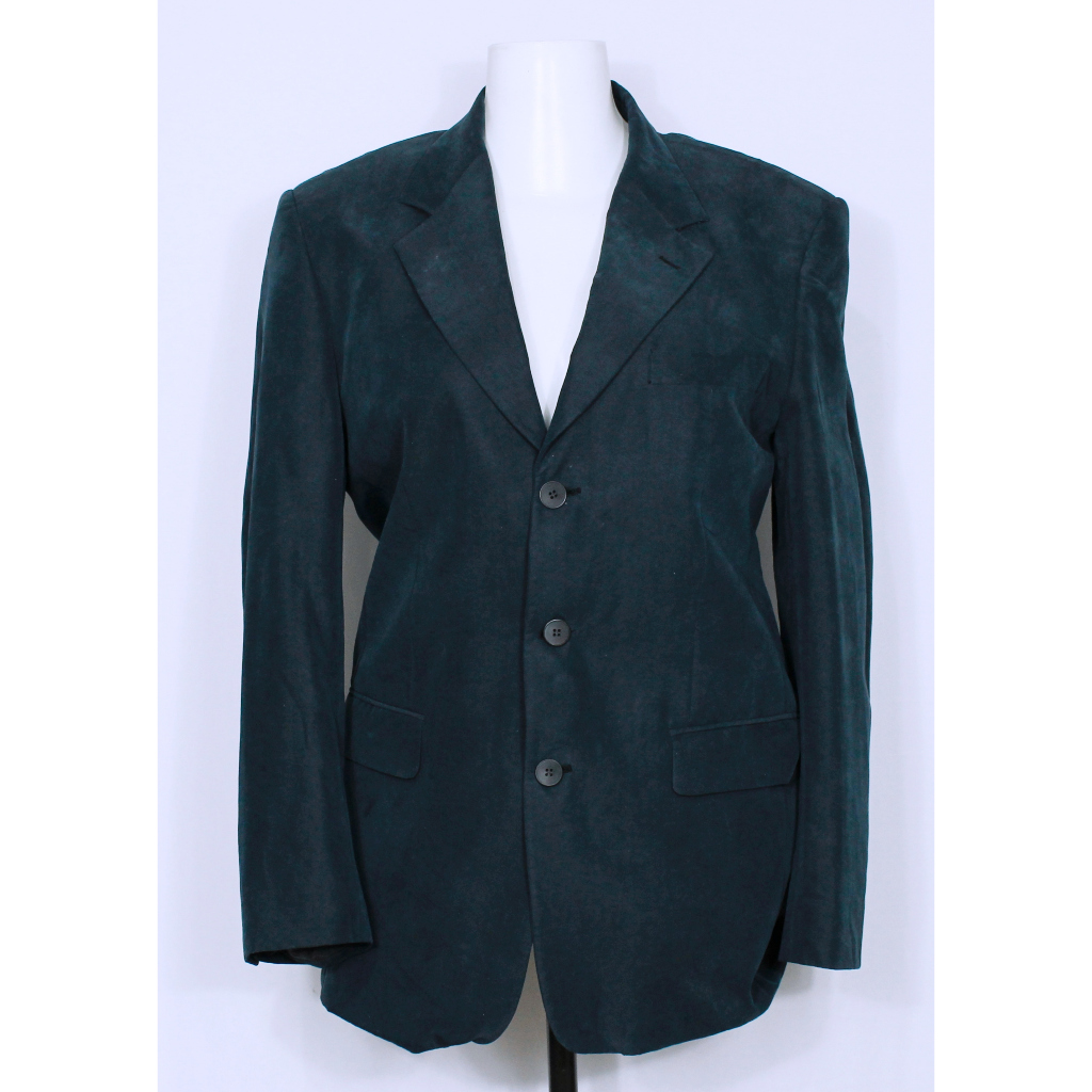 Blazer social alfaiataria masculino azul petróleo aveludado - Veste 48L - Ref. 4275 (brechó)