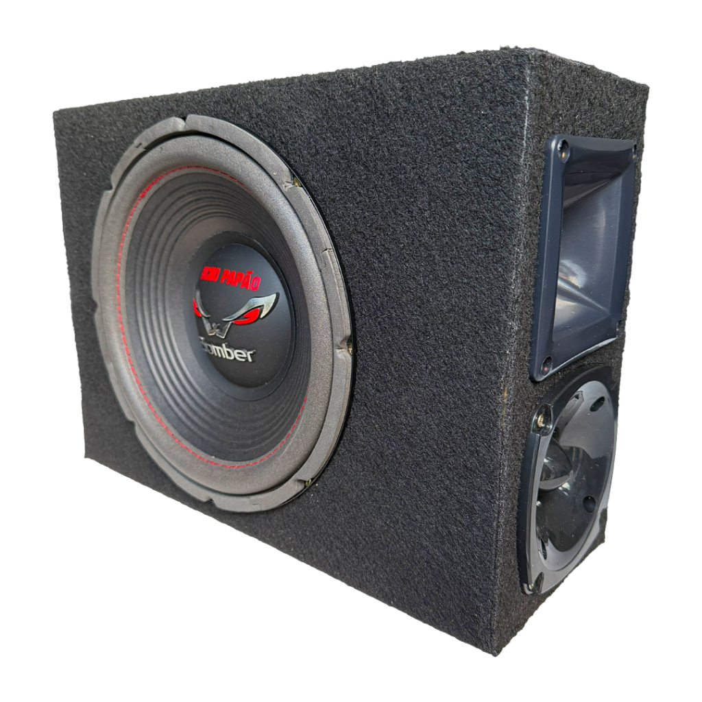 Caixa Trio Slim Automotiva Bomber Bicho Papão 10P 4 ohms 1300W Carpete Automotivo