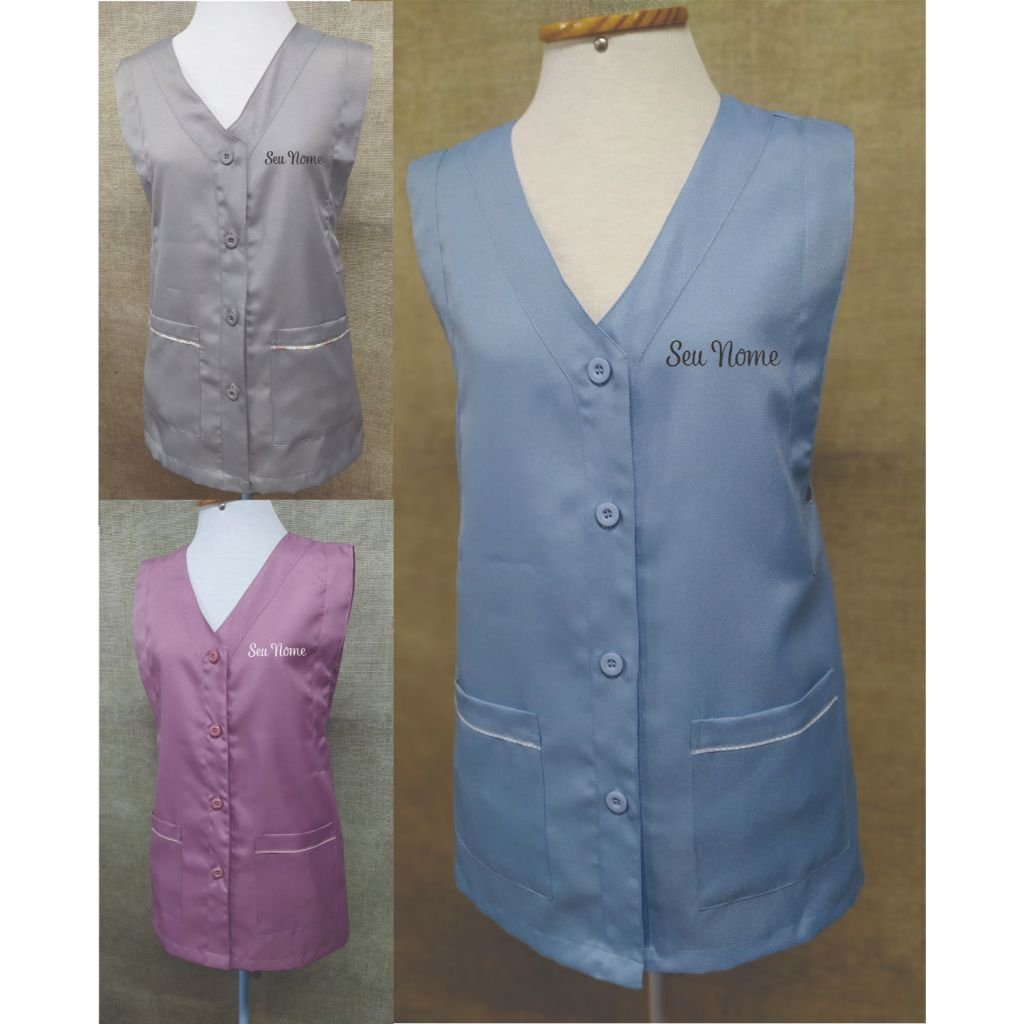 Jaleco/Blusa Professora/ estetica/ baba bordado Nome