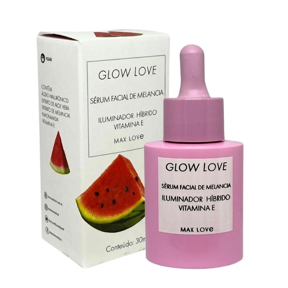 Sérum Facial Glow Love Melancia Max Love 30ML - Mais vendido - Vitamina E - Aloe Vera