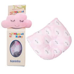 Kit 2 Peças C/Paninho Naninha Com Prendedor de Chupeta + Travesseiro Anatômico Para Seu Bebê várias estampas