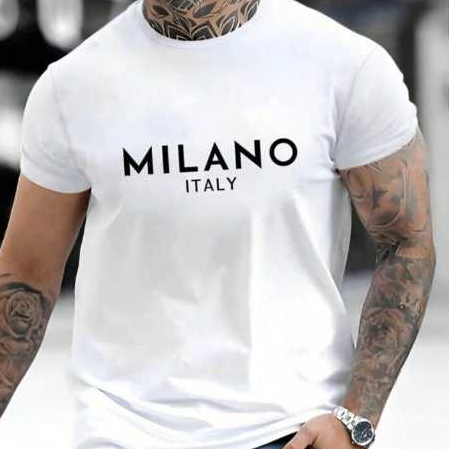 Camiseta Masculina Estampada Streetwear T-Shirt Milano Italy  100% Algodão Malha 30.1