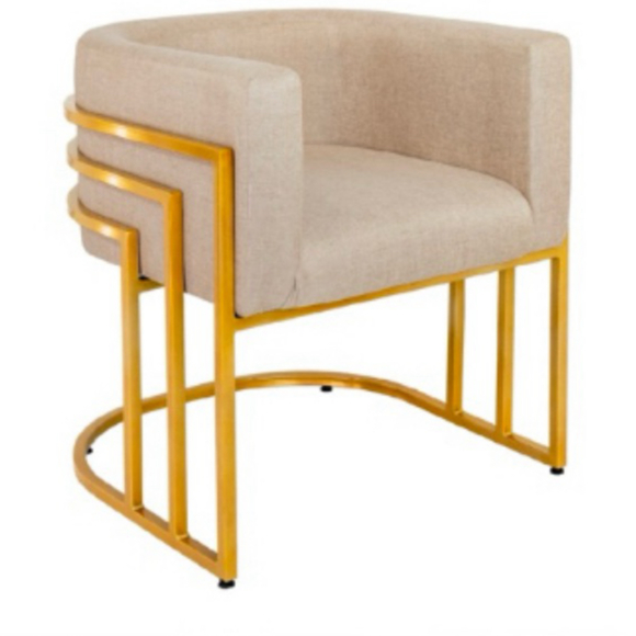 Poltrona Decorativa Luxo Tecido Linho Bege Elegancia para sala consultorio decoração banco...