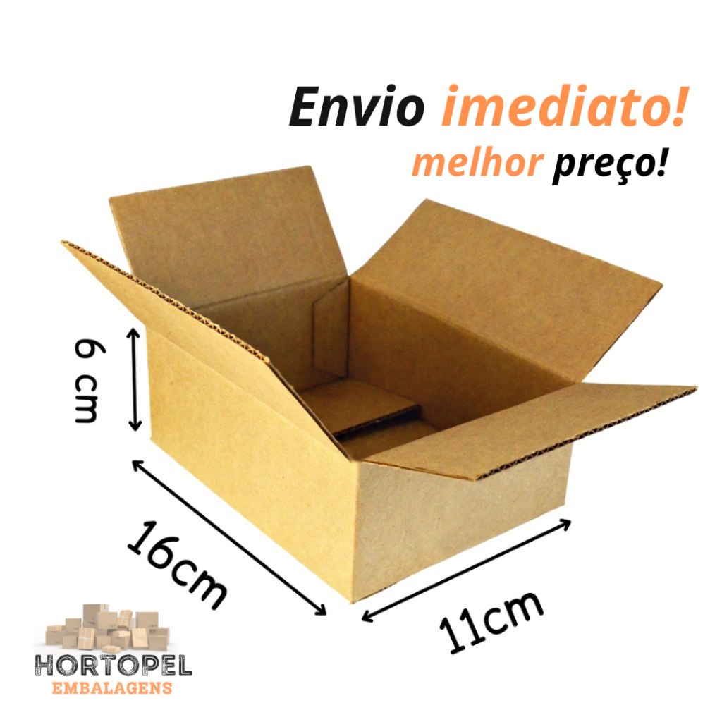 Caixa de Papelão Maleta  16x11x6 – 25 Unidades | Direto do Fabricante
