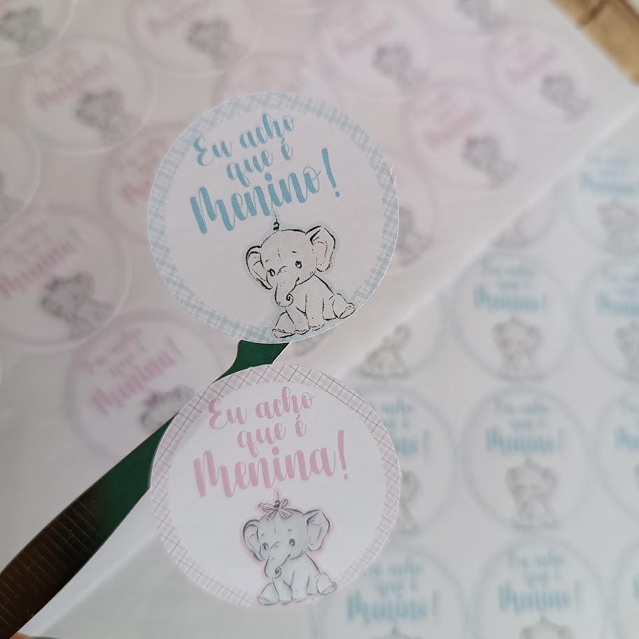 Adesivo Chá Revelação Elefantinho |Personalizados|Lembrancinhas| Decoração Infantil | Aniversário