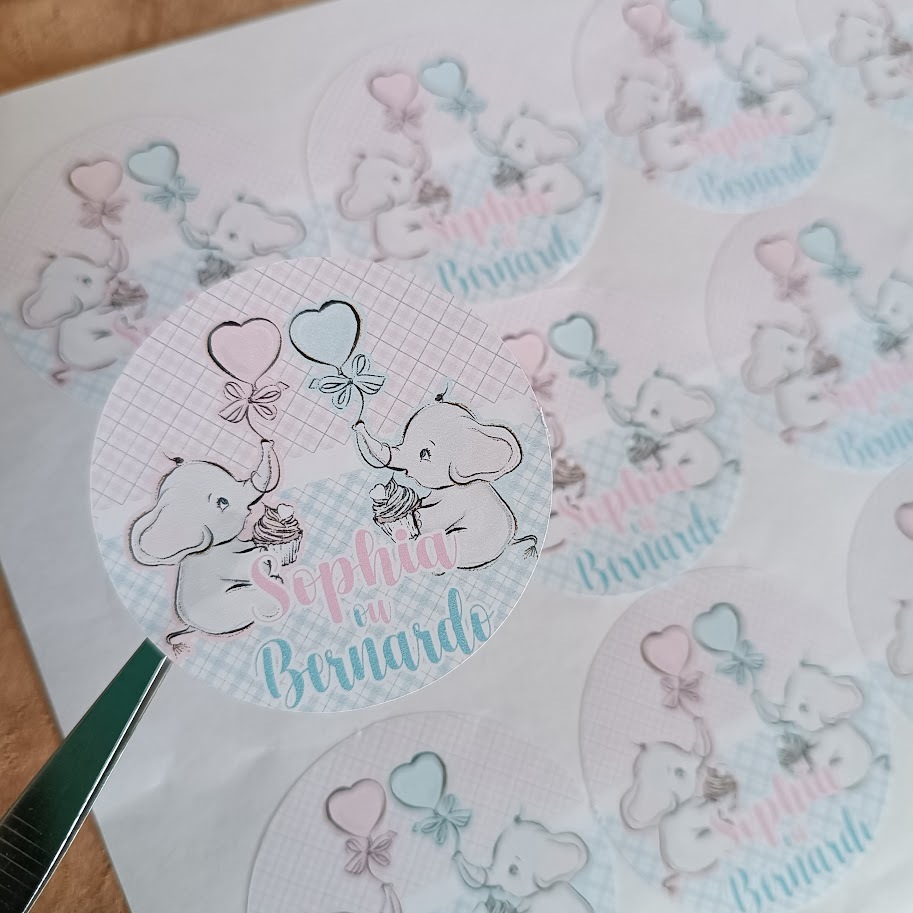 Adesivo Chá Revelação Elefantinho |Personalizados|Lembrancinhas| Decoração Infantil | Aniversário