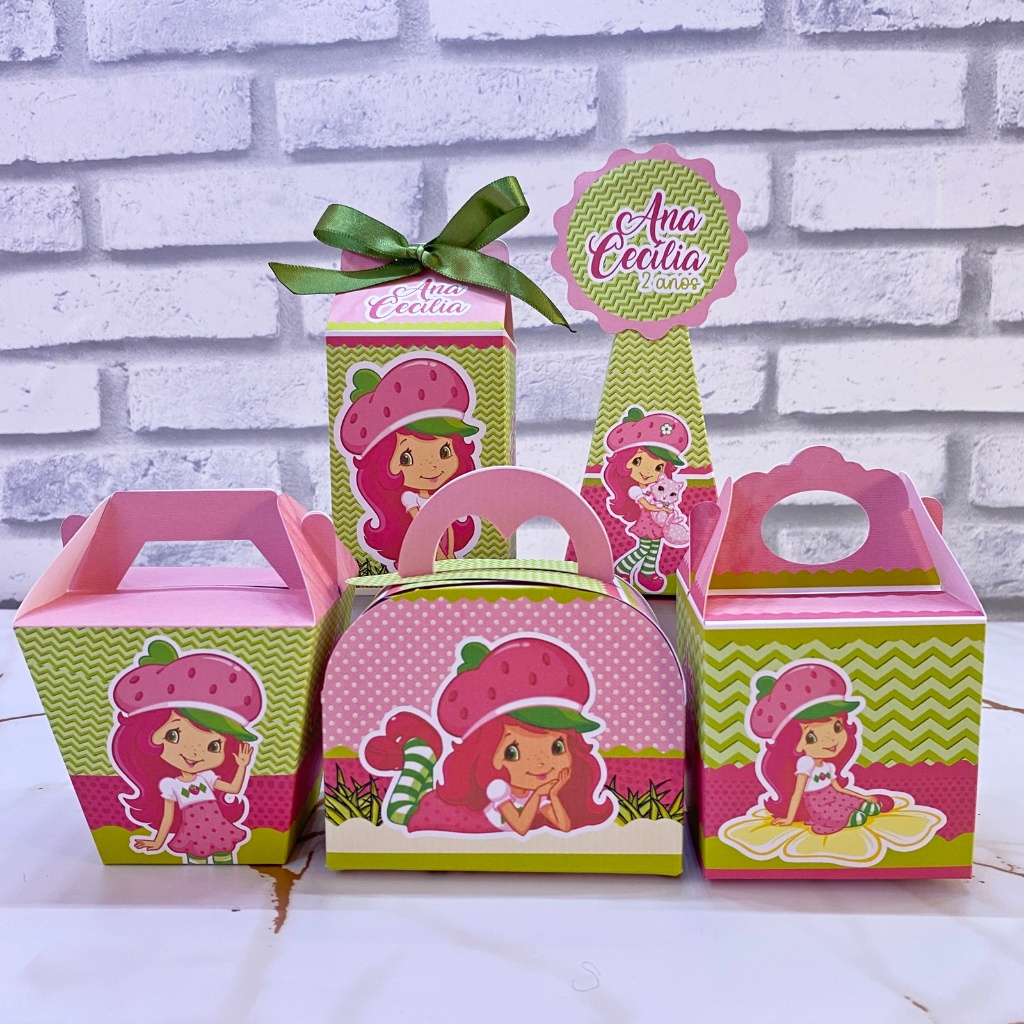 PEGUE E MONTE Kit Festa Moranguinho Personalizados | Caixinhas | Lembrancinha | Mimos | Aniversário Infantil