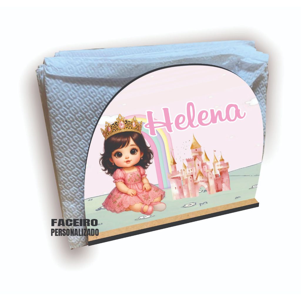 Porta Guardanapo Realeza Menina em MDF - Centro de mesa  Realeza Menina em MDF - Lembrancinha Realeza Meninar  - cod02