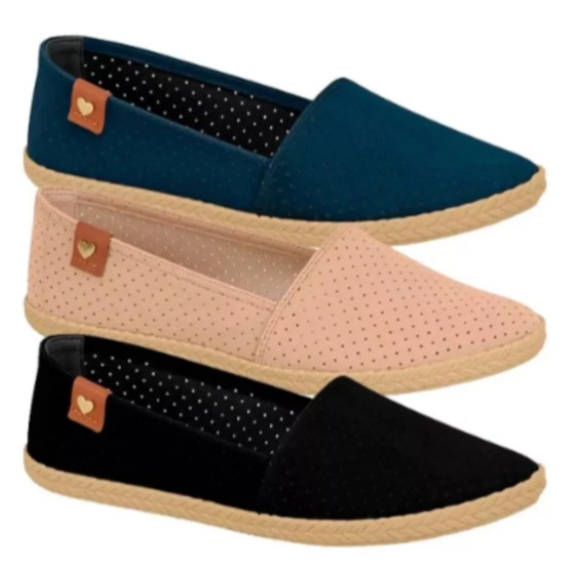 Sapatilha Moleca Alpargata Microperfuros Confortável Respirável Macia Leve Tecido NoBuck 5...