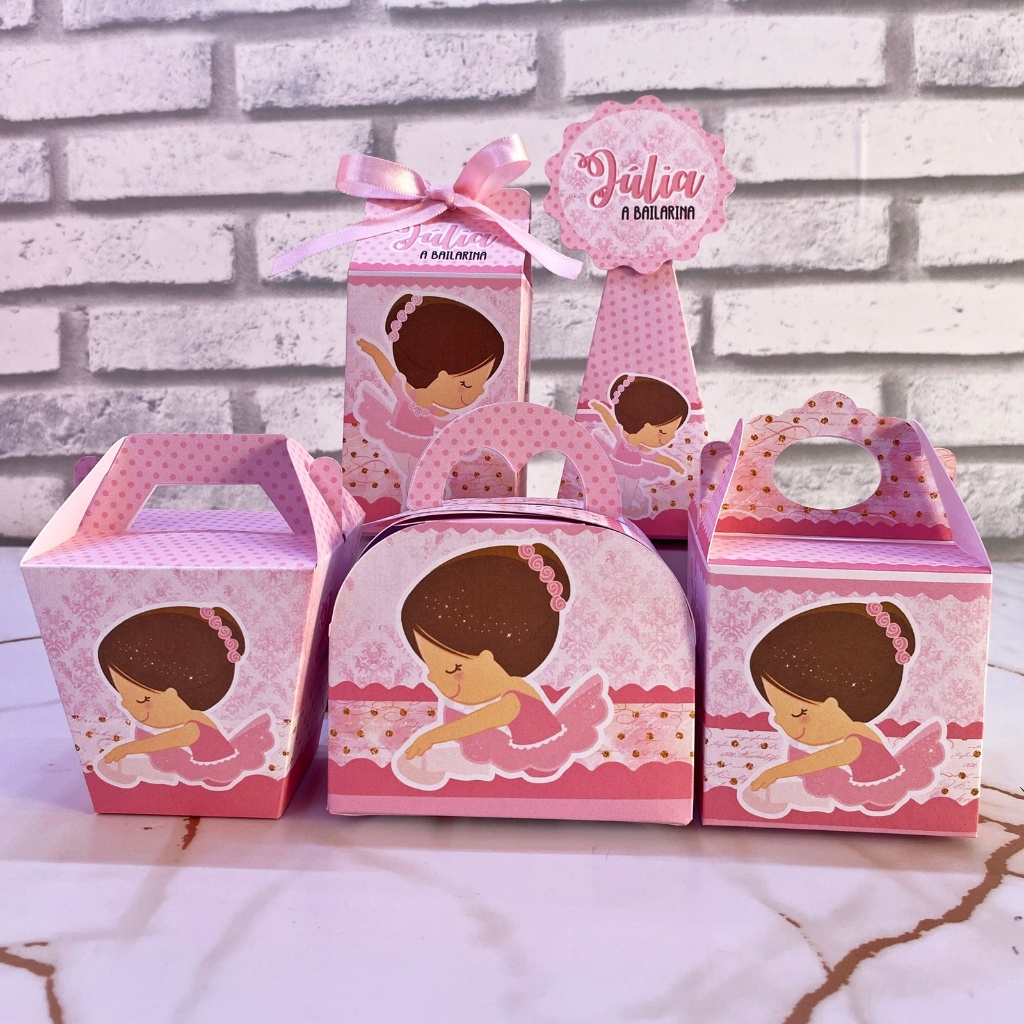 PEGUE E MONTE Kit Festa Bailarina Personalizados | Caixinhas | Lembrancinha | Mimos | Aniversário Infantil