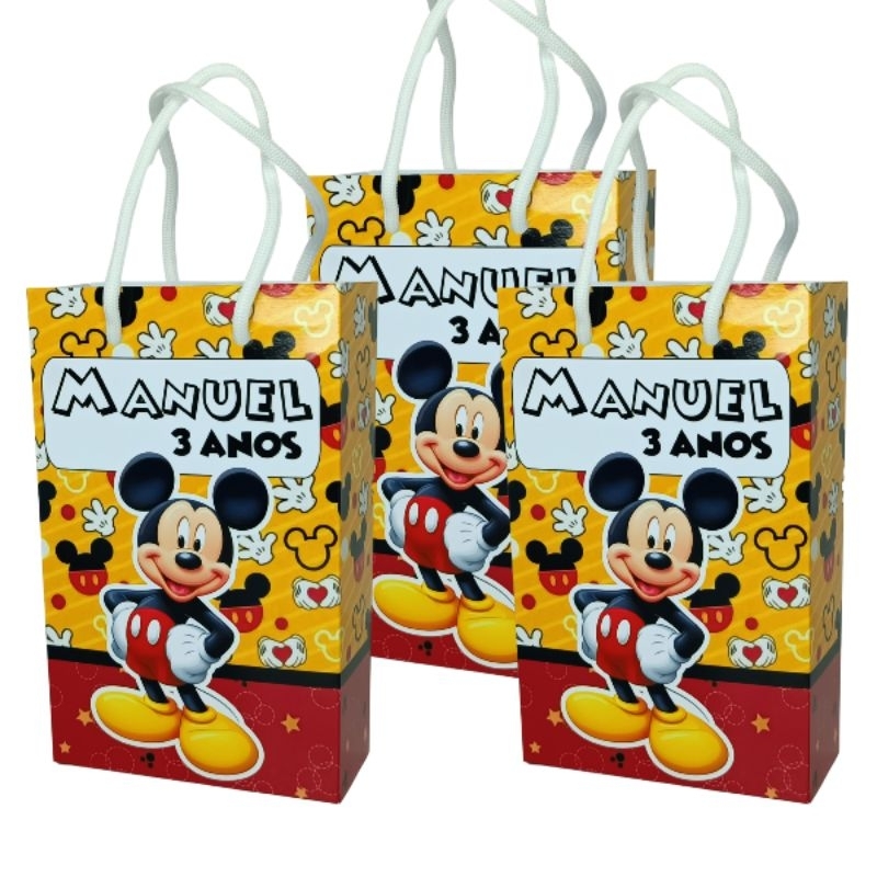 Sacolinha Personalizada MICKEY Aniversário Lembrancinha PEGUE E MONTE SACOLINHAS