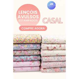 Kit 10 Lençol Sem Elástico Casal Avulso Microfibra Estampas Aleatórias 100% Poliéster 120 Fios em Oferta na Shopee