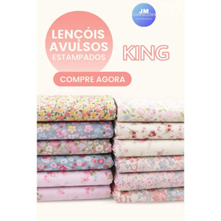 Kit 5 Lençol Sem Elástico King Avulso Microfibra Estampas Aleatórias 100% Poliéster 120 Fios em Oferta na Shopee