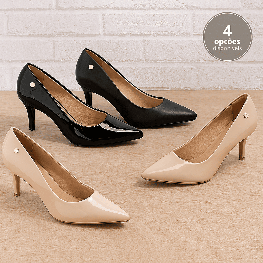 Sapato Vizzano Feminino Scarpin Salto 7cm Bico Fino Macio Confortável Elegante Original 1185.702