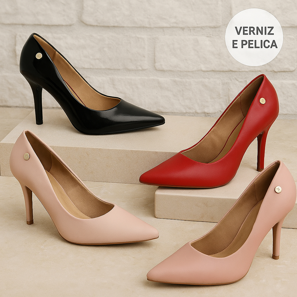 Scarpin Vizzano Salto Médio Alto 9cm Luxuoso Elegante Trabalho Escritório Confortável 1184.1101