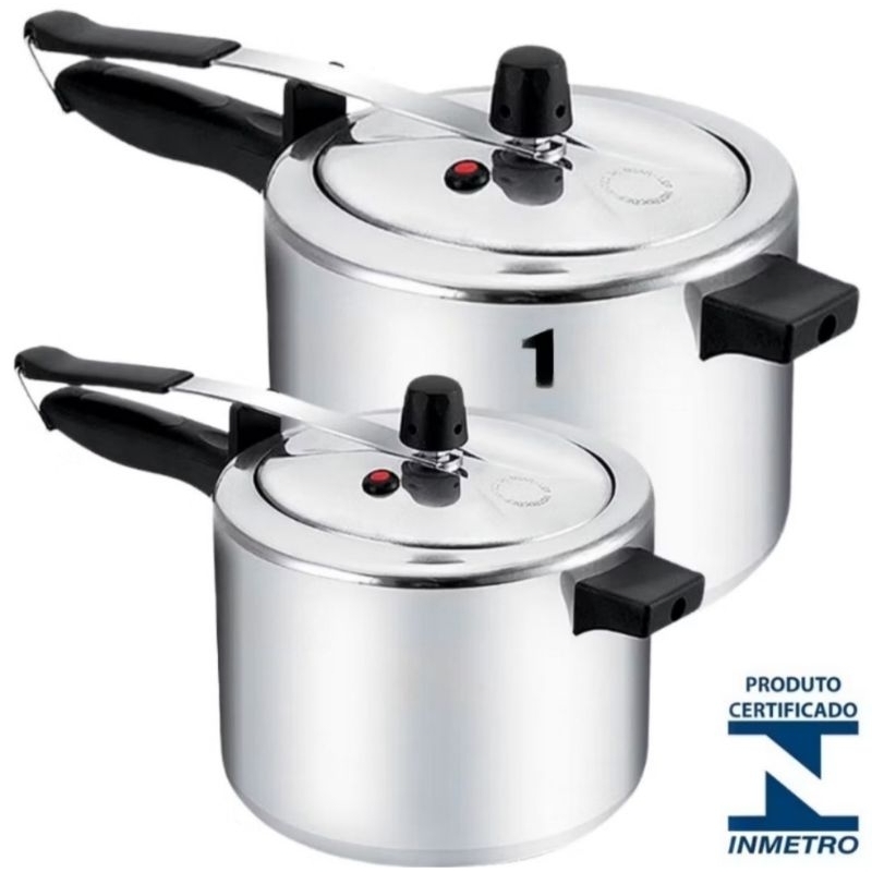 Kit 2 Panela De Pressão Aluminio Polido Tamanho Variados Certificado Pelo Inmetro em Oferta na Shopee