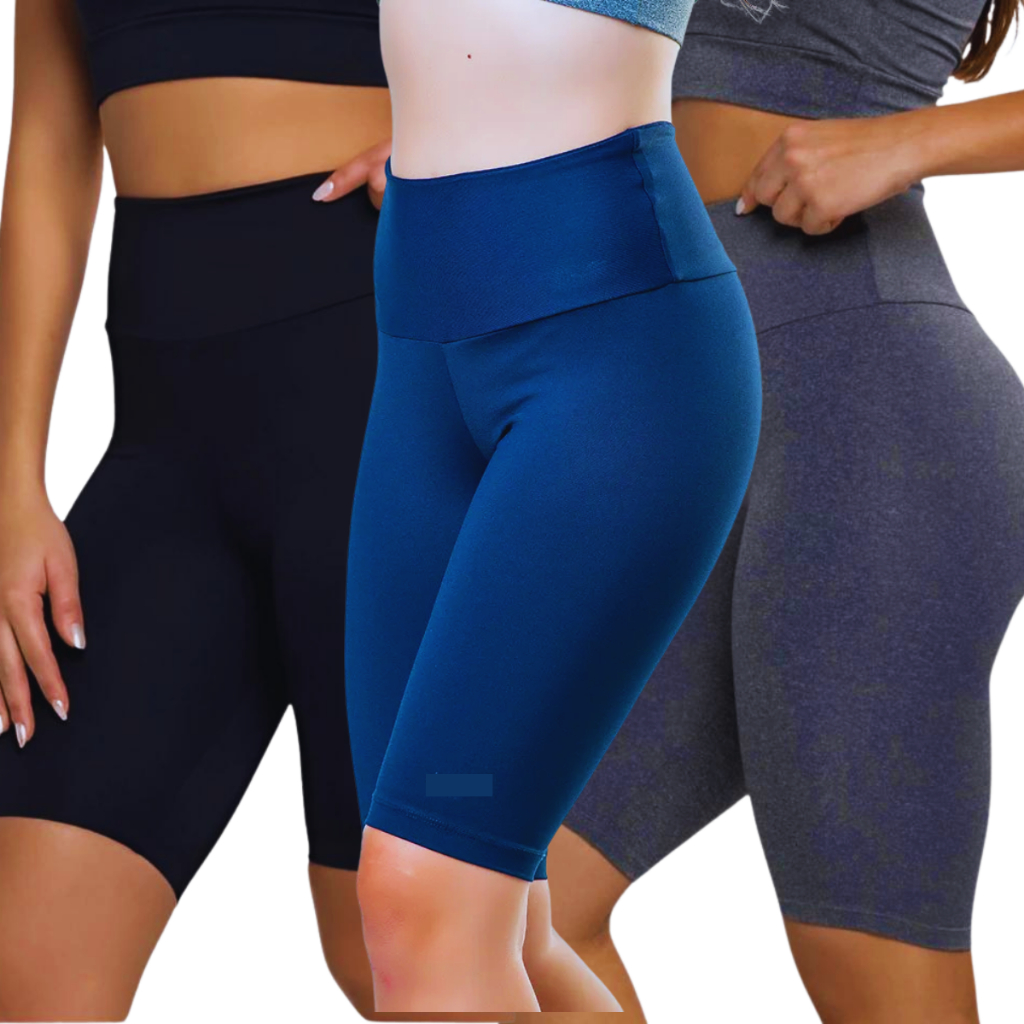 KIT 2 Bermuda Feminina liso PRETO e CINZA Shorts Feminino Academia ciclista Fitness Legging Suplex