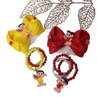 Kit Laçarote com Pulseiras da Temático da Mônica, Magali, marsha,  Laço Boutique 12cm + 3 Pulseiras personalizada em Oferta na Shopee