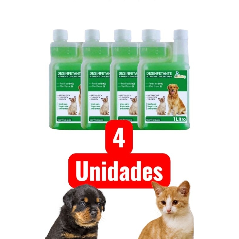 Kit 4 Desinfetantes Pet Super Concentrado - 1L Cada – Herbal - Be Dog em Oferta na Shopee