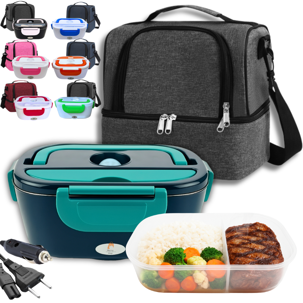 Marmita Eletrica Bivolt 12v 24v 110v 220v C/ Bolsa Térmica Luxo 2 Compartimento em Oferta na Shopee