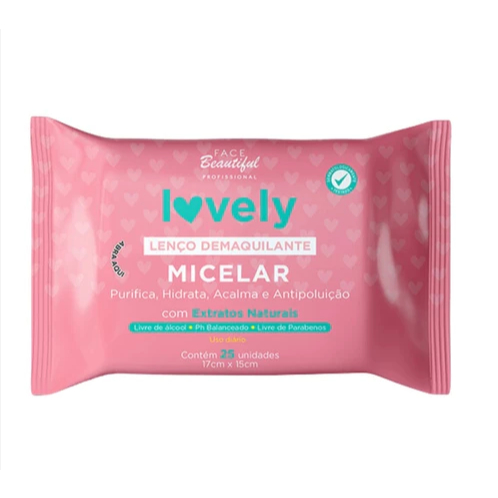 kit com 2 pacote de LençosUmidecidos Demaquilante Micelar Lovely Face Beautiful