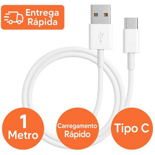 Cabo USB Tipo C Reforçado 1 Metro Carregamento Rápido Turbo Android IOS Compatível iPhone…