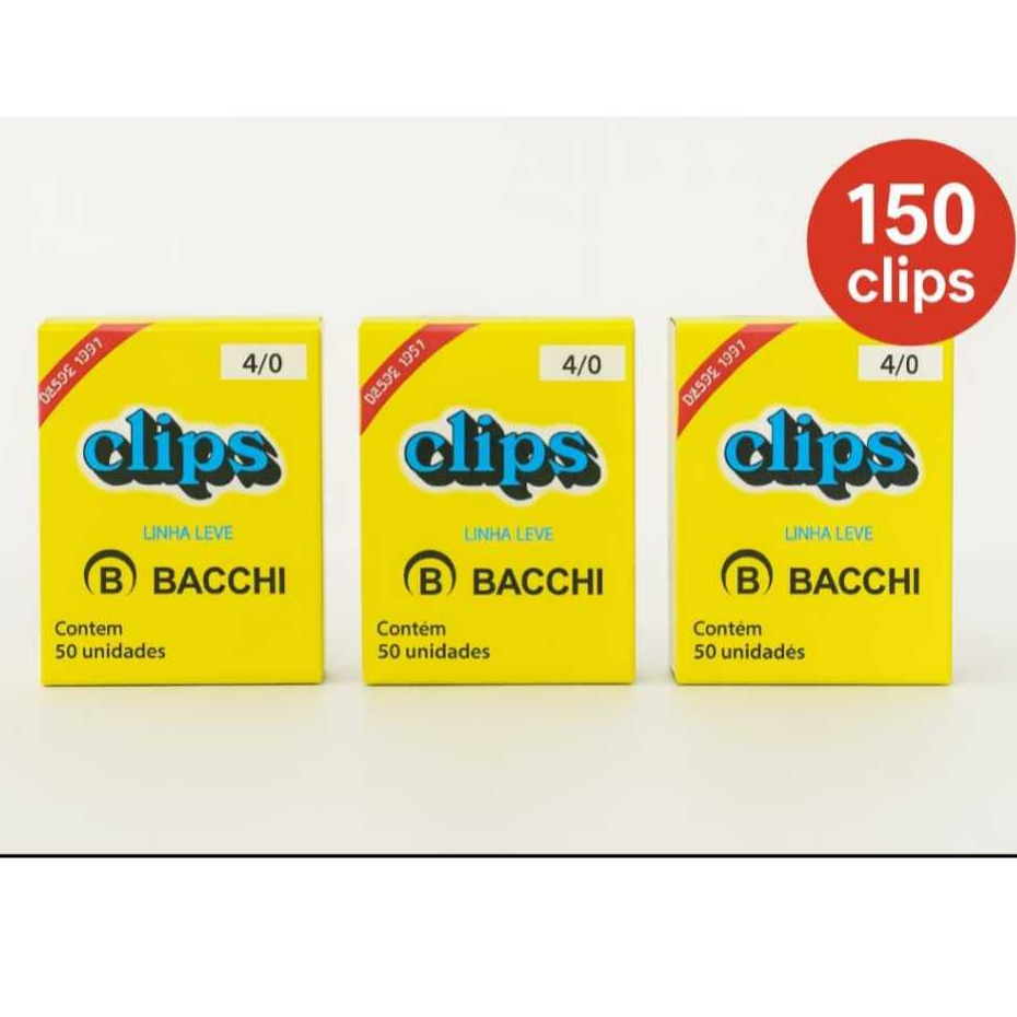 Clips Bacchi 4/0 Linha Leve Caixa 50 Unidades Papelaria Escritório em Oferta na Shopee