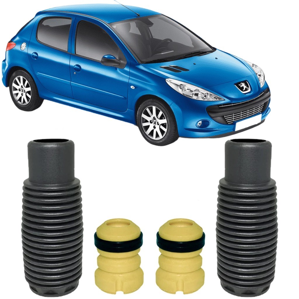 Par Kit Dianteiro Amortecedor Parcial Batente e Coifa Peugeot 206 207 Passion Escapade Hoggar