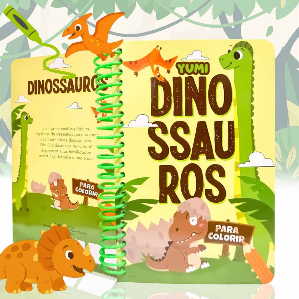 Livro de Colorir em Espiral Mundo dos Dinossauros Caderno De Desenho Pintura 365 Desenhos em Oferta na Shopee