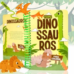 Livro de Colorir em Espiral Mundo dos Dinossauros Caderno De Desenho Pintura 365 Desenhos