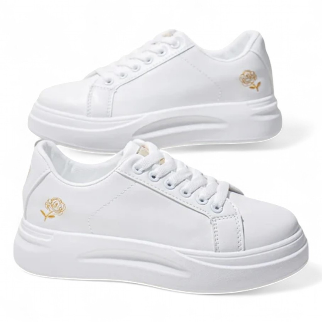 Tenis Feminino Flor Metalico Casual - Estilo e Conforto - Moda Blogueira - Envio Rápido em Oferta na Shopee