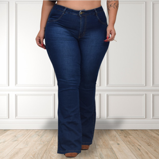 Calca Flare Jeans Plus Size Feminina Cintura Alta Com Lycra Seleção Jeans Premium em Oferta na Shopee