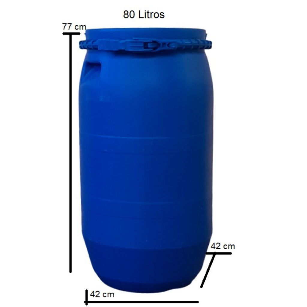 Bombona/barrica/tambor Plástico 80 litros - com Tampa de encaixe e Cinta de trava - usada