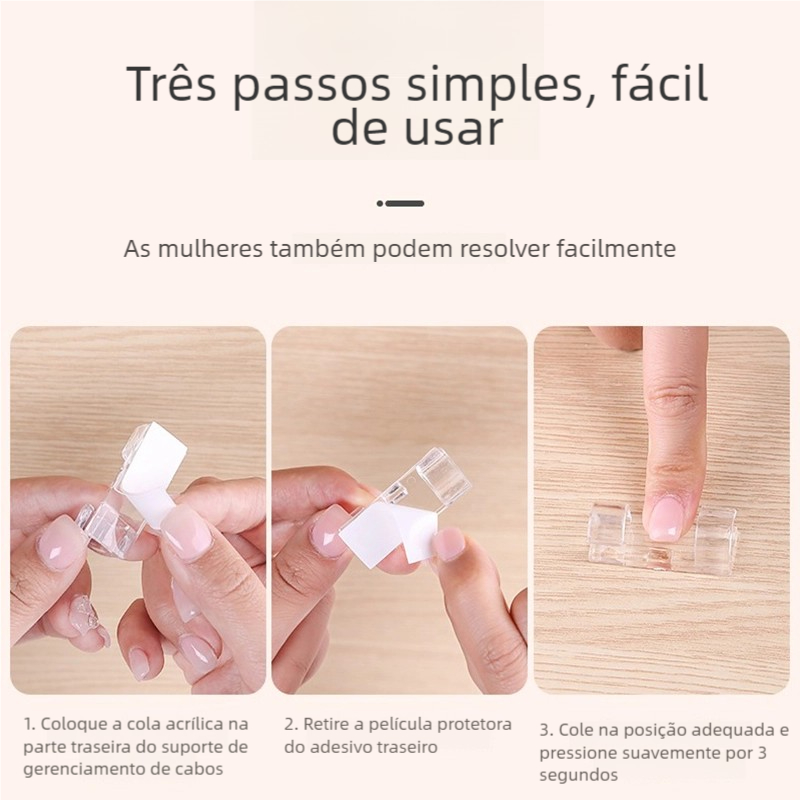 Kit de clips organizador de fios transparente 20 30 e 60 unidades esconde fio e cabo colante prendedor adesivo em Oferta na Shopee