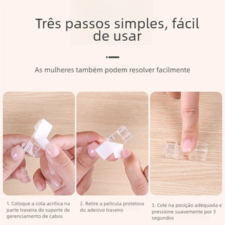 clips organizador de fios transparente 20 30 e 60 unidades esconde fio e cabo colante pre…