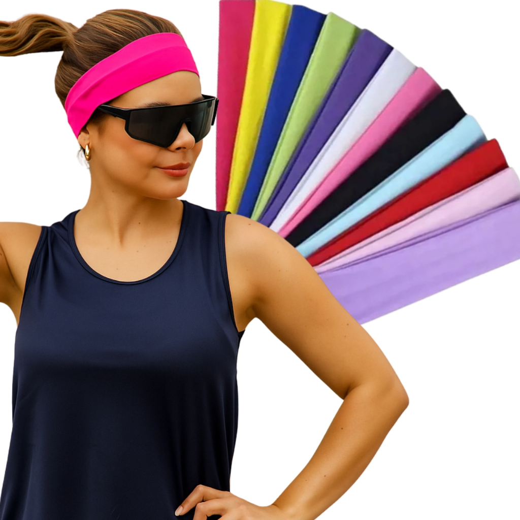 Kit 8 Faixas Cores Sortidas Esportiva e Casual Moda Feminina Tamanho Único Com Elasticidade 3079A