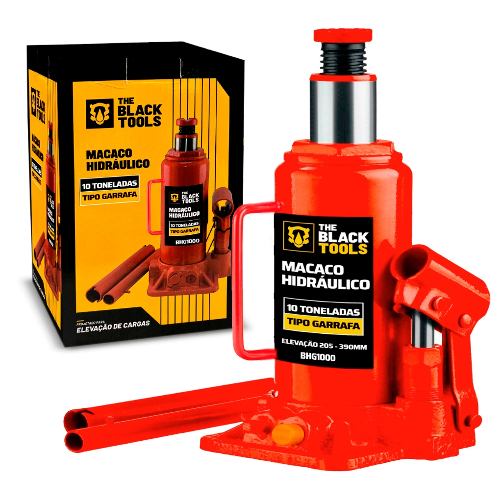 Macaco Hidraulico Tipo Garrafa 10 Toneladas Elevação Veículos Caminhão Bhg1000 The Black Tools em Oferta na Shopee