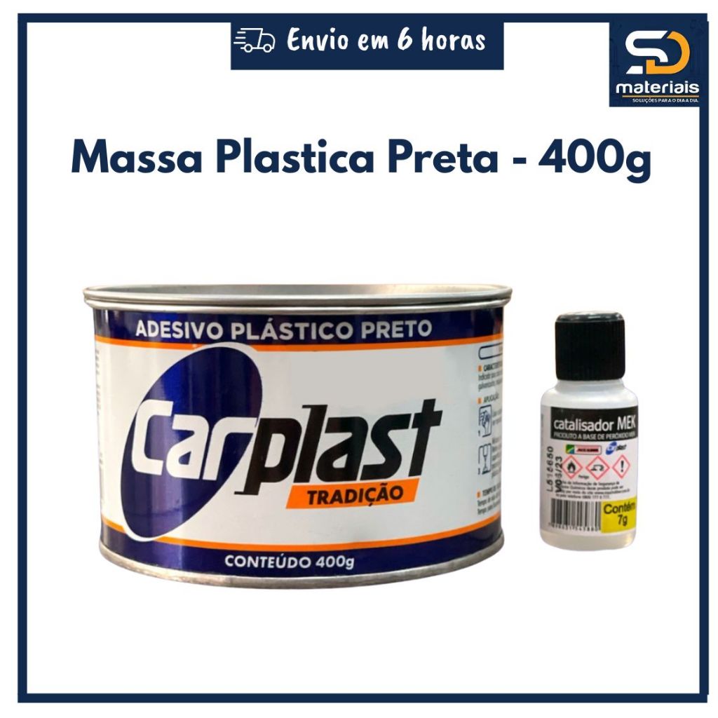 Massa Plastica Preta Carplast 400g Maxi Rubber Pia Granitos Cubas Automotivo