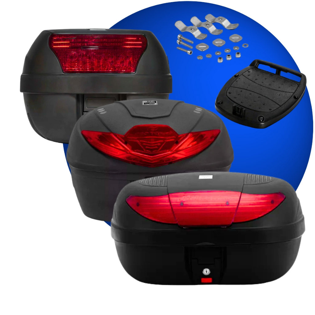 Baú Bauleto 28 35 45 litros com kit fixação Smart Box Pro Tork Original Baú Universal Titan Fan Bros Biz CG em Oferta na Shopee