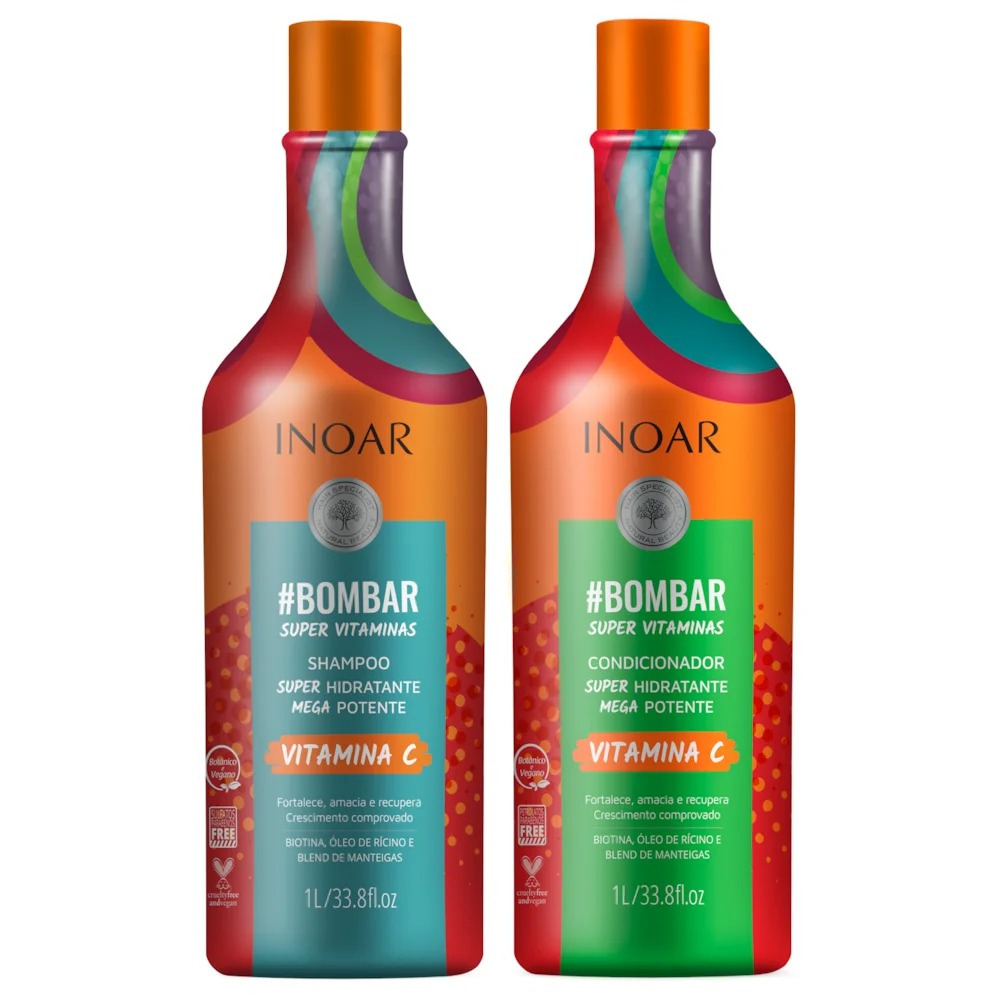 Inoar Kit Bombar Super Vitaminas Shampoo e Condicionador 1L