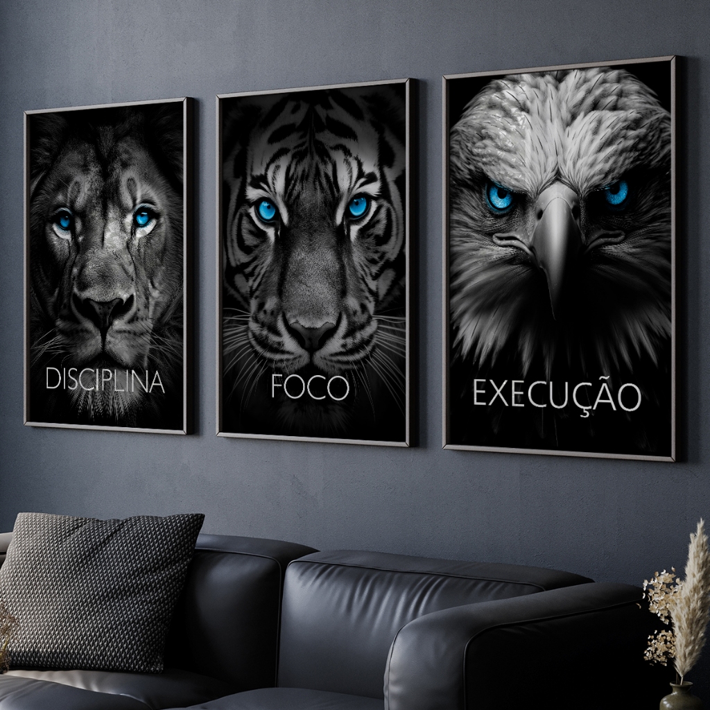 Quadro Motivacional Decorativo Disciplina Foco Execução para Sala Escritório Quarto