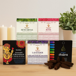 Kit 5 a 10 Caixas Incensos Cone Cascata Goloka Indiano Natural Backflow em Oferta na Shopee