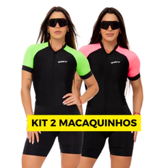 Kit 2 Macaquinhos de Ciclismo Macacão Feminino Manga Curta Acolchoado Roupa Bike Conjunto