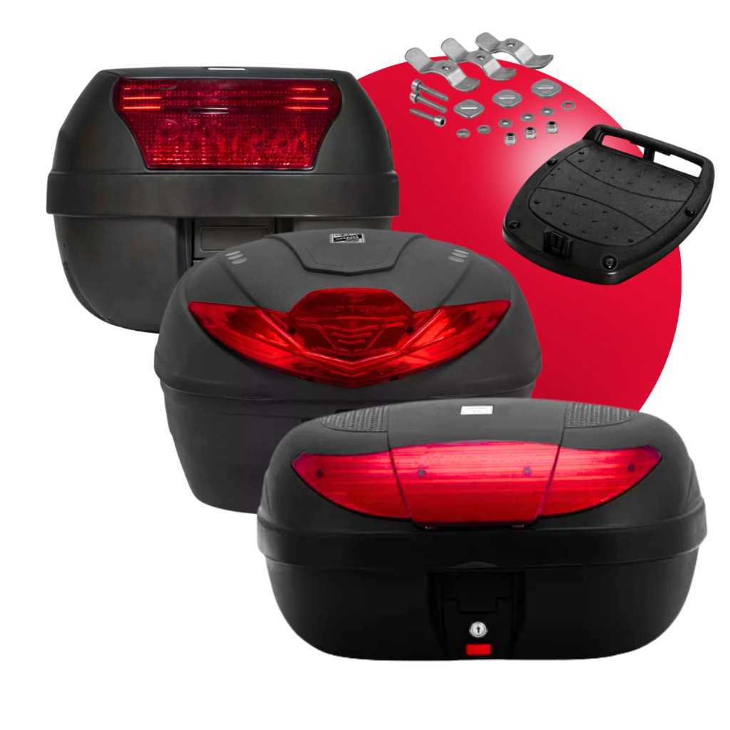 Baú Bauleto 28 35 45 litros com kit fixação Smart Box Pro Tork Original Baú Universal Titan Fan Bros Biz CG em Oferta na Shopee