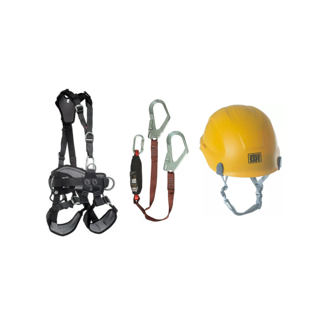 Kit Resgate Alpinismo Cinto Paraquedista  Talabarte Duplo Proteção Altura Capacete Segurança Corazza Ultra Safe Epi