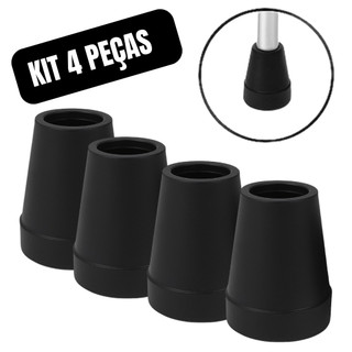 Kit 4 Ponteira Pé De Borracha 7/8" (2,2cm) ou 3/4" (1,9cm) Muleta Bengala Andador e Auxiliar