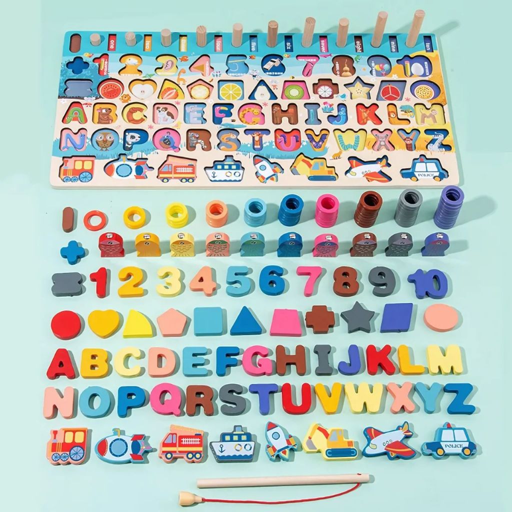 Brinquedo Educativo Tabuleiro Montessori Infantil Madeira MDF Pedagógico Educativo Letras e Numeros em Oferta na Shopee