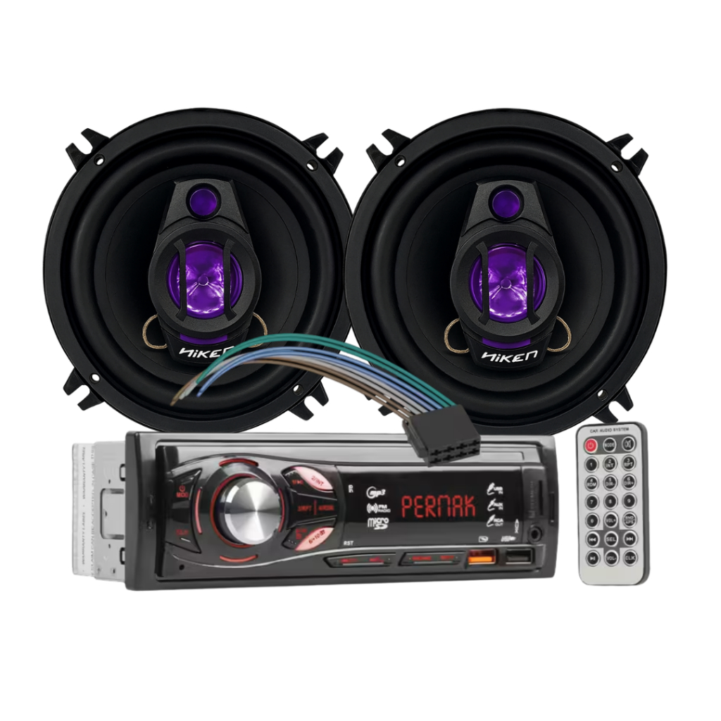 Aparelho Mp3 Com Bluetooth Som Radio Fm Usb + Par Alto Falante Hiken 5 Polegadas HK-50