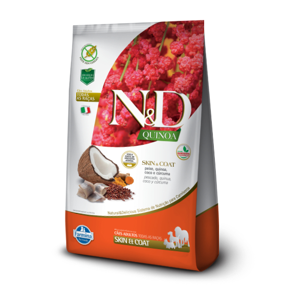 Ração Farmina N&D Quinoa Skin & Coat Peixe para Cães Adultos de Todas as Raças 2,5kg - VALIDADE 09/25